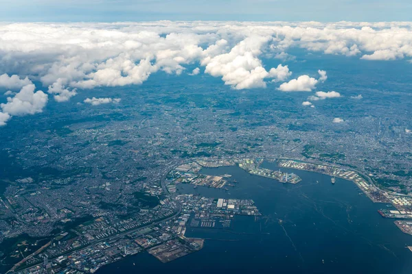 Aerial view of Tokyo Bay around the Yokohama City — Stock Photo, Image