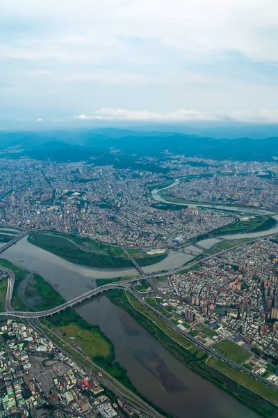 Aerial view of Taipei City in Taipei, Taiwan. — Stock Photo, Image