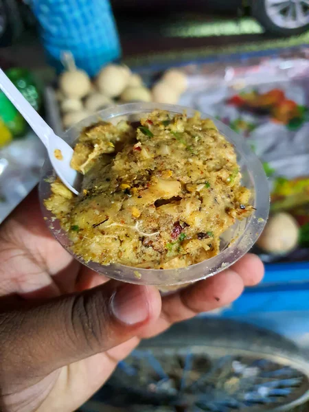 Bengaalse Streetfood Gepureerde Houtappel Gemengd Met Specerijen — Stockfoto