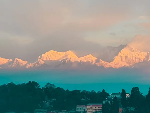 Himalayabergen Tredje Högsta Bergstopp Utsikt Från Darjeeling Soluppgången — Stockfoto