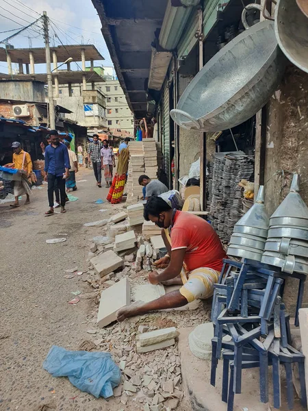 Dhaka Bangladesh 2020 사람은 코로나에서 생활을 방글라데시의 시장에서 대장장이 가게에서 — 스톡 사진