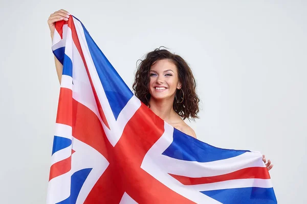 Приваблива Дівчина Британським Прапором — стокове фото