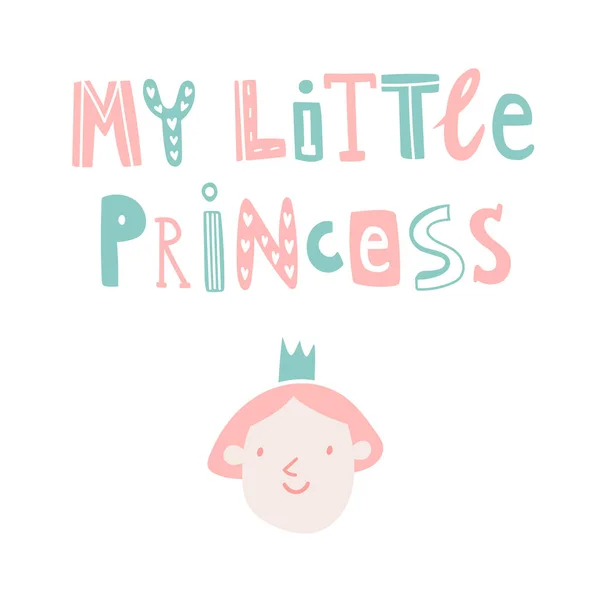 Mão Bonito Afogar Letras Vetor Com Pequena Princesa Doodle Kawaii — Vetor de Stock