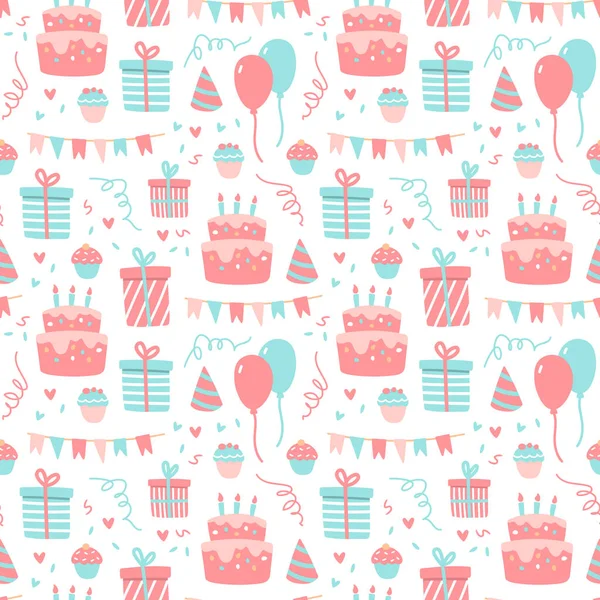 Colorful Birthday Seamless Pattern Design Stock Illustration