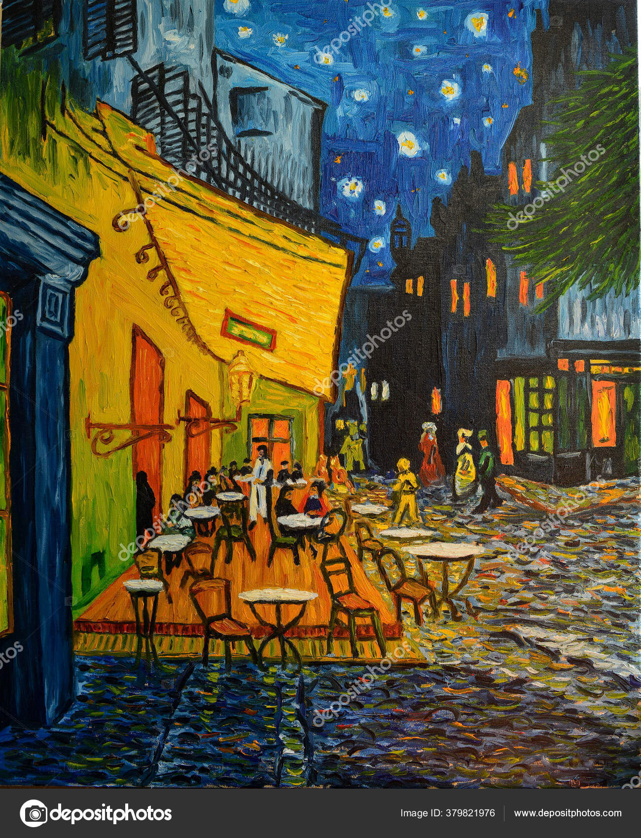 캔버스 석유를 그리는 것이죠 광장에 빈센트 테라스의 그림에 복사본 1888 스톡 일러스트레이션 [© AUTHOR_NAME]  #379821976, image size:1300x1700
