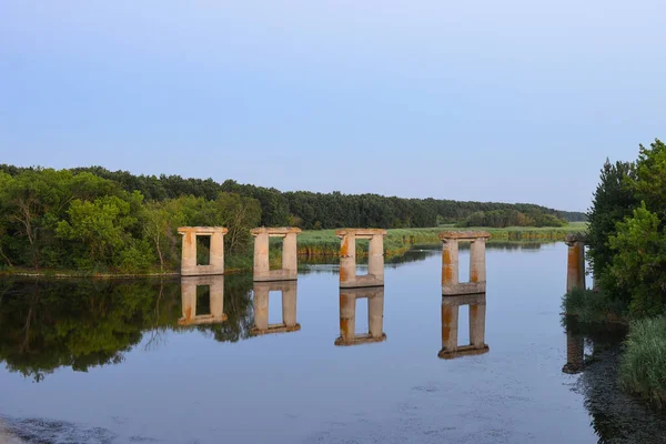 Alte Brückenstützen Der Pfeiler Der Alten Brücke Der Pfeiler Der — Stockfoto