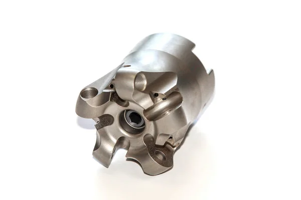 An indexable milling cutter for CNC milling machine with selective focus isolated on white