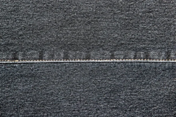 Textura Tejido Denim Negro Con Una Costura Decorativa Amarilla Dos — Foto de Stock