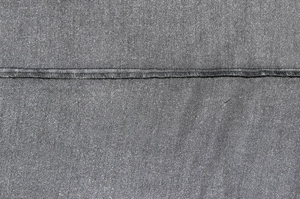 Texture Inner Side Black Denim Fabric Black Overstitch — Stock Photo, Image