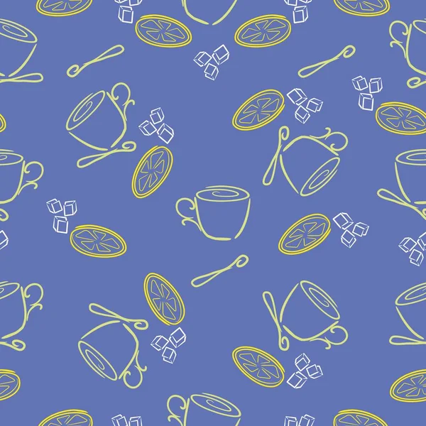 Ručně Kreslená Sada Nápojů Čaj Káva Bezbarvý Vzor — Stock fotografie