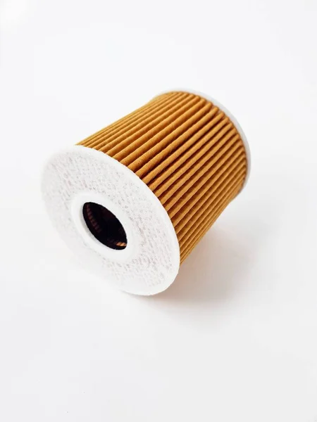 Car oil filter on a white background. Space for text. Isolate. — Stock Photo, Image