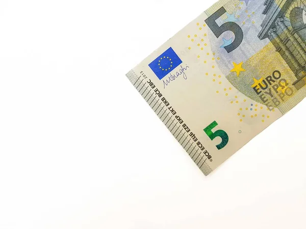 Billets en euros sur fond blanc. Papier monnaie. — Photo