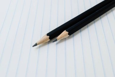 Sıralamada Griffin kalemleri beyaz boş bir defter üzerinde..