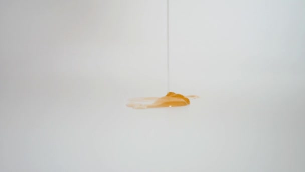 Orange Shampoo Gel Pouring White Surface — Stock Video