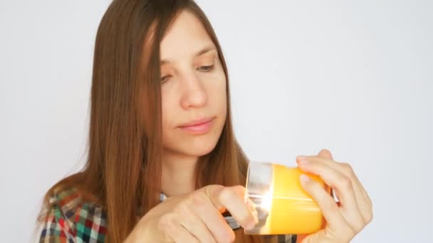 Young Lady Lights Scented Candle Lighter Blows Out Inhaling Fragrance — Stock Video