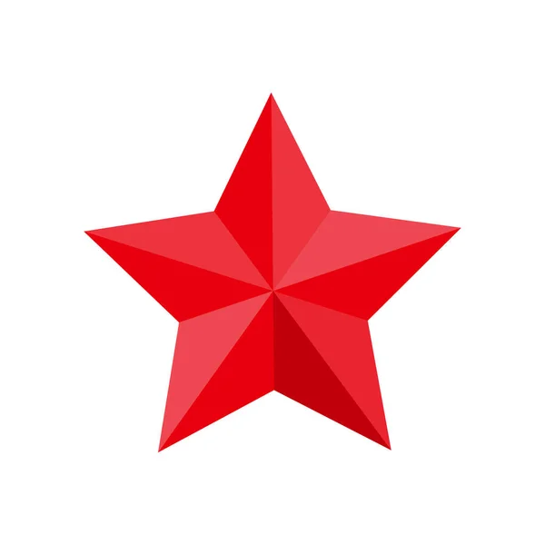 Estrella roja 3d, de cinco puntas, estrella de Navidad sobre un fondo blanco con lugar para el texto. Gráficos vectores. Ilustración. — Vector de stock