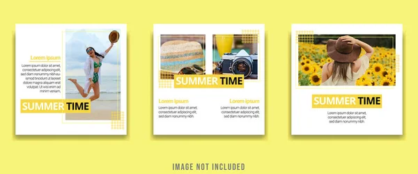 Gelukkige Zomerdag Media Social Post Template Set — Stockvector