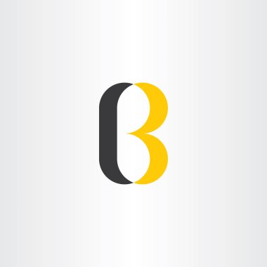 Logo harf b siyah sarı vektör sign