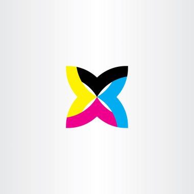 Logo mektup x cmyk simge vektör yazdırma 