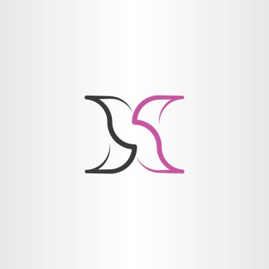 mektup logo siyah mor vektör simge x 