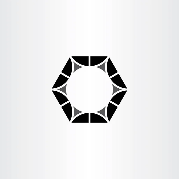 Metal Tuerca Negro Hexágono Logotipo Símbolo — Vector de stock