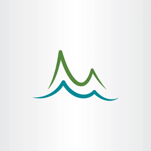 Montanha Lago Água Logotipo Vetor Simples — Vetor de Stock