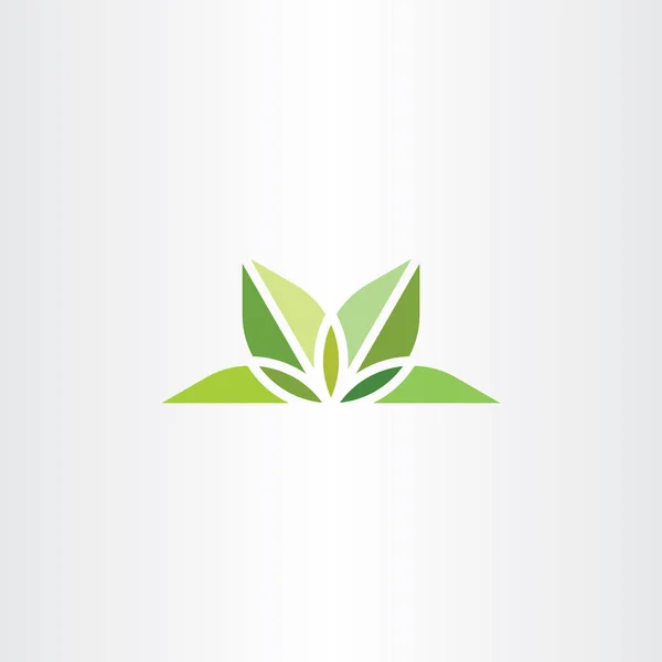 Doğal Yaprakları Logo Yoga Yeşil Simge — Stok Vektör