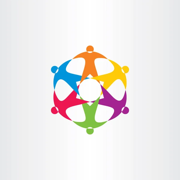Takım Insanlar Daire Renkli Logo Bağlantı Simgesi — Stok Vektör