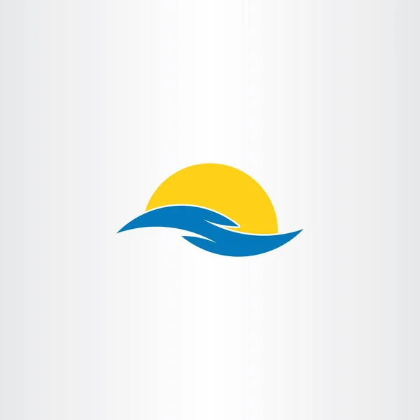 Turismo Icono Agua Ola Sol Logo Clip Arte — Vector de stock