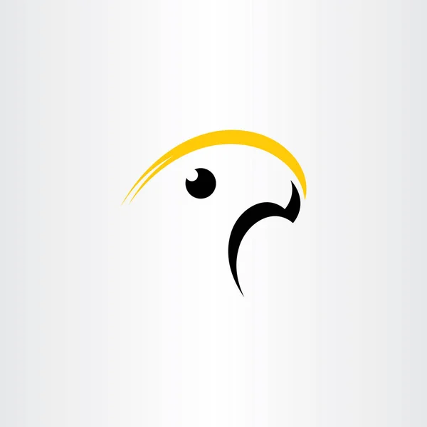 Sarı Siyah Kuş Logosu Simgesi Simgesi — Stok Vektör