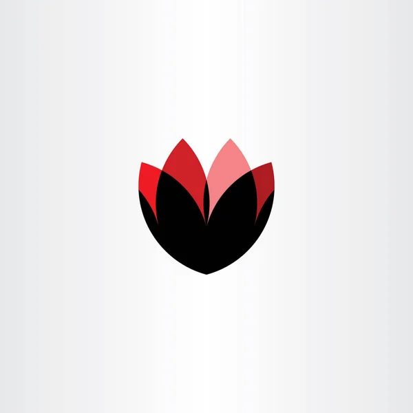 Çiçek Soyut Sembol Siyah Kırmızı Logo — Stok Vektör