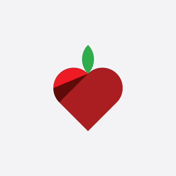 Forma Coração Símbolo Ícone Logotipo Maçã —  Vetores de Stock