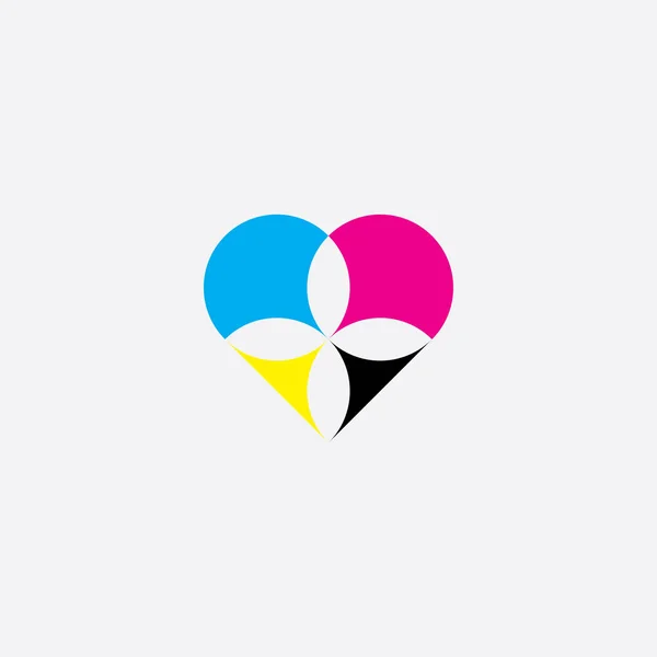 Imprimir Corazón Cmyk Vector Logo Icono Símbolo — Vector de stock