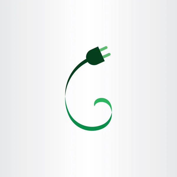 Prise Courant Éco Vert Icône Logo Vecteur — Image vectorielle
