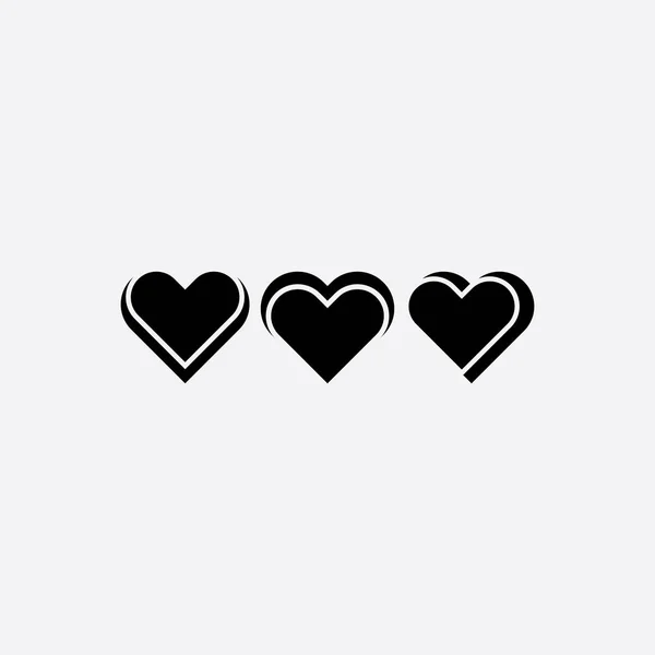 Black Heart Love Icons Vector Design Element — Stock Vector