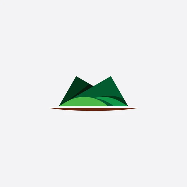 Símbolo Montaña Vector Icono Verde — Vector de stock