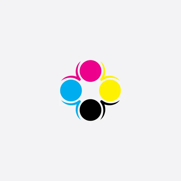 Marca Impresión Icono Logotipo Cmyk Símbolo Diseño — Vector de stock