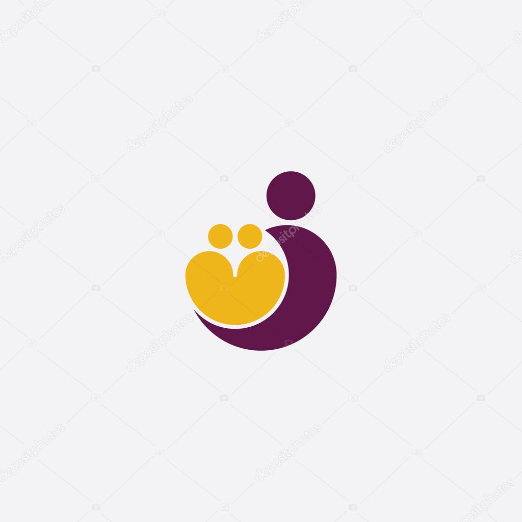 Mother with twins icon logo symbol design