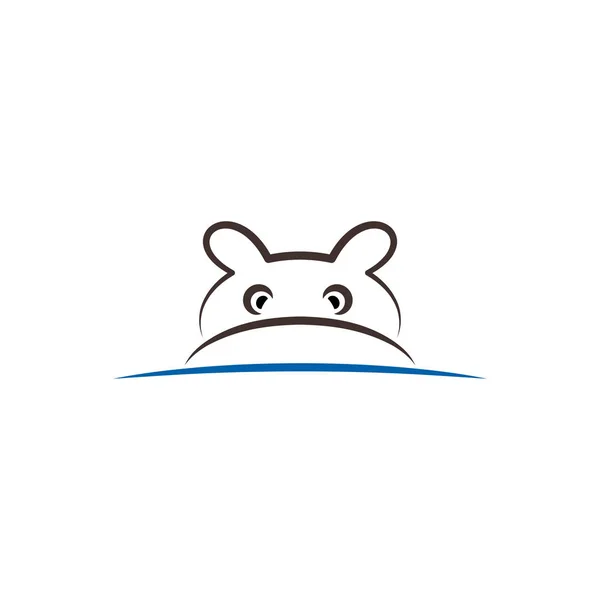 Hippo linii ikona wektor znak — Wektor stockowy