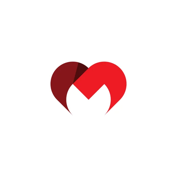 Letra m coração logotipo ícone símbolo vermelho — Vetor de Stock
