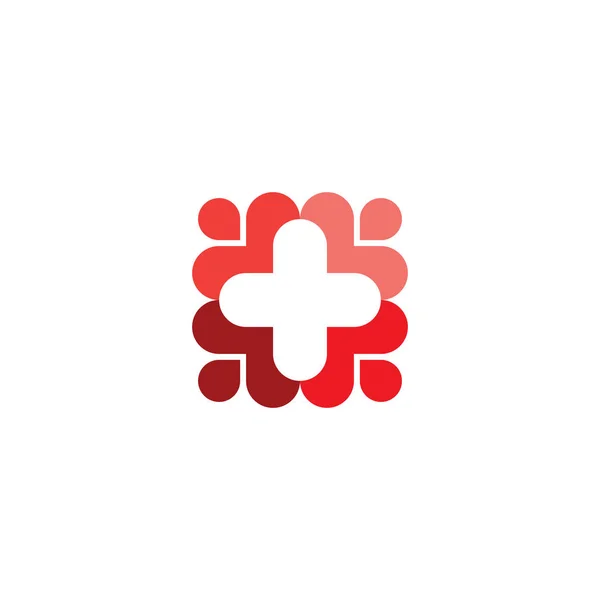 Lékařská péče o kříž symbol loga ikona — Stockový vektor