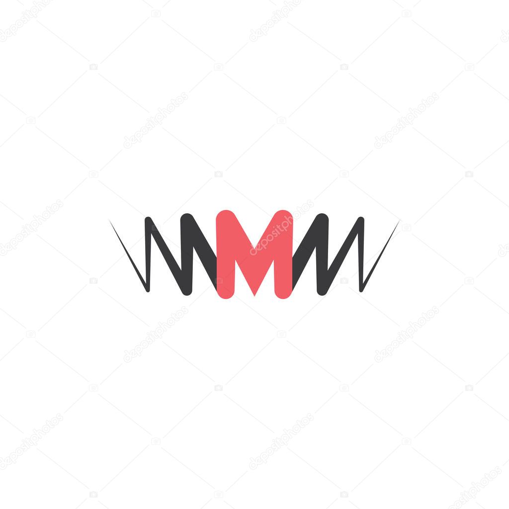 logo letter m wave icon symbol design element