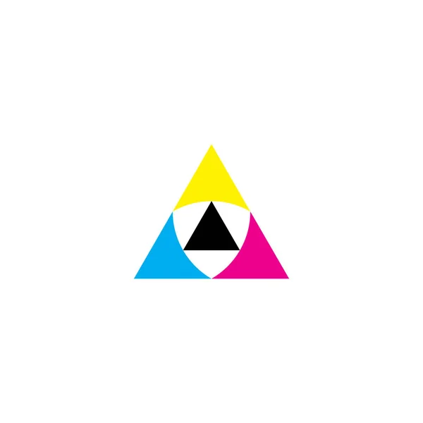 Cmyk stampa logo triangolo elemento vettoriale icona geometrica — Vettoriale Stock