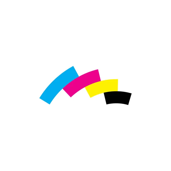 Logotipo de impresión geométrica cmyk icono símbolo elemento de diseño — Vector de stock