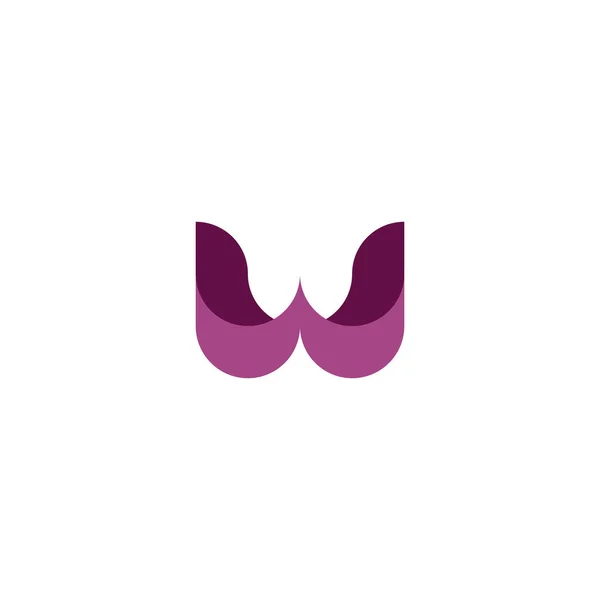 Violet purple logo w letter geometric icon symbol — Stock Vector