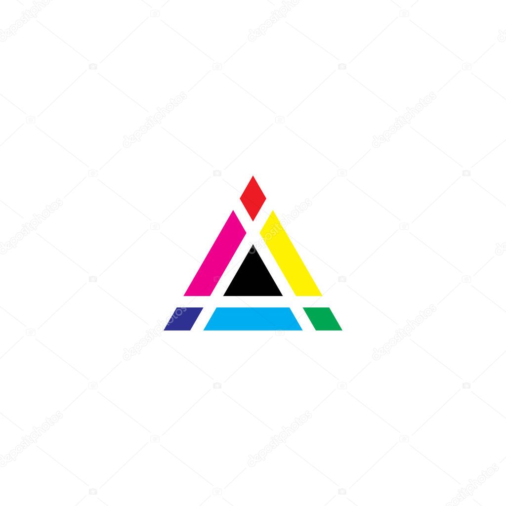 Color mixing triangle icon print logo vector