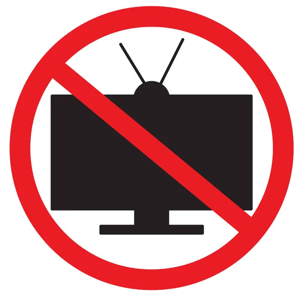 Verbotsschild. Fernsehen ist verboten. Schwarz ist Silhouette. Verbotsschild. Vektor — Stockvektor