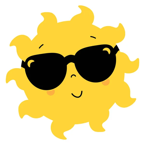 Bel sole. Poster in stile con il sole in occhiali da sole neri. Biglietti di auguri, stampa t-shirt design, arredamento per la casa, simpatico illustrazione estiva. Vettore — Vettoriale Stock