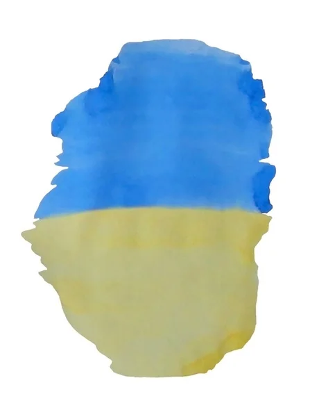 Watercolor stain blue and yellow background. Colors of the flag of Ukraine. Watercolor texture element for print and design on a white background. Hand drawing paints. photo — Stock Photo, Image