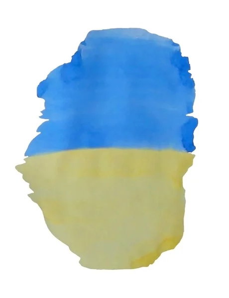 Aquarell Fleck blau und gelb Hintergrund. Farben der Flagge der Ukraine. Aquarell-Texturelement für Druck und Design auf weißem Hintergrund. Handzeichnen malt. Foto — Stockfoto